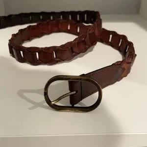 St Laurent belt, weaved details and a rounded vintage gold buckle. 60s 70s YSL Yves Saint Laurent White Cotton Woven Ribbon  main image 4